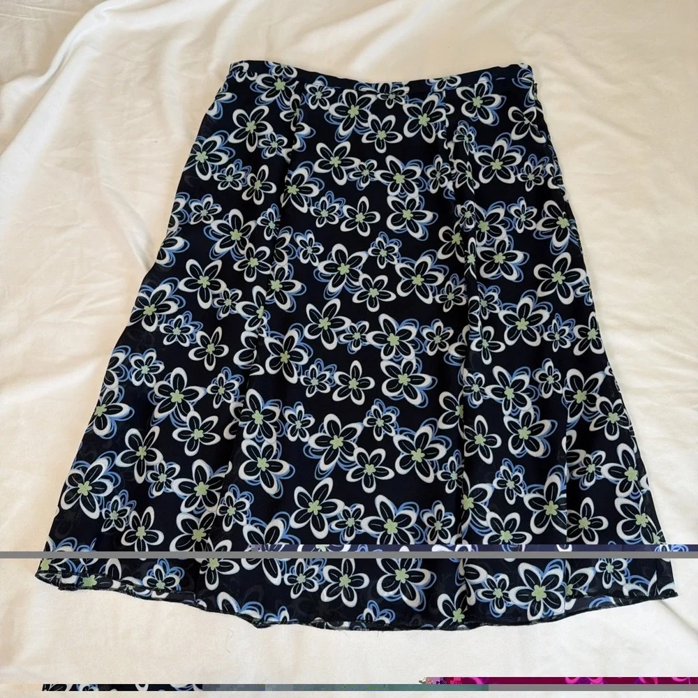 Dress Barn Dressbarn Womens Blue Flower Print Skirt Size Medium Fairycore VTG